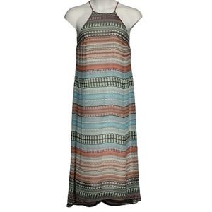 Donna Morgan Size 10 Maxi Dress Sleeveless Chiffon Lined Aztec Boho Geo Print